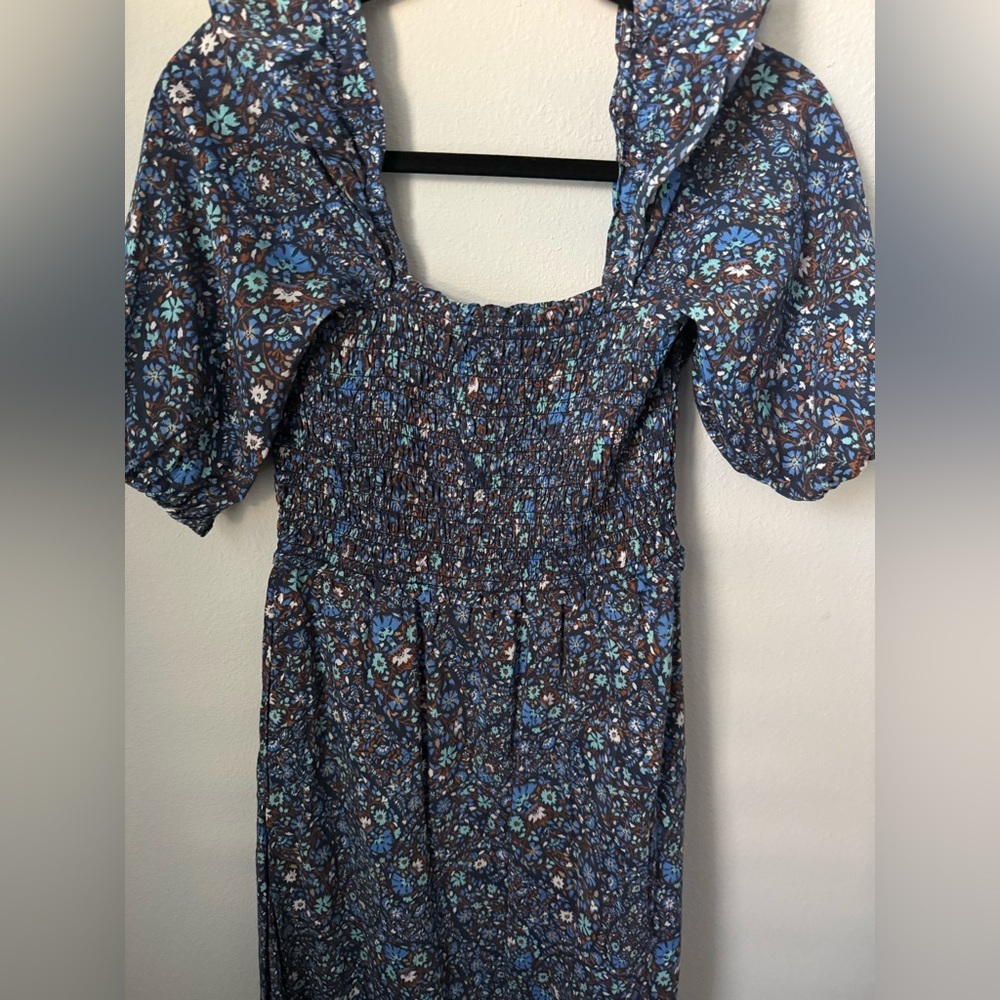 Spring Dress Vineyard Vines Navy Floral Smocked Maxi Dress Off Shoulder Size XS - Picture 6 of 8